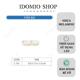 Chén chấm hai ngăn vân đá kem - c101
