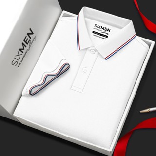 Áo polo nam cao cấp có cổ SIXMEN 3RIM - Xanh đen vải cá sấu FeelMax thoáng mát [Tặng Kèm Hộp Quà]