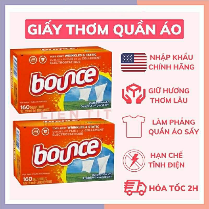 Quà Tặng - GIẤY THƠM QUẦN ÁO BOUNCE VÀ LÀM MỀM VẢI- Chính hãng Mỹ