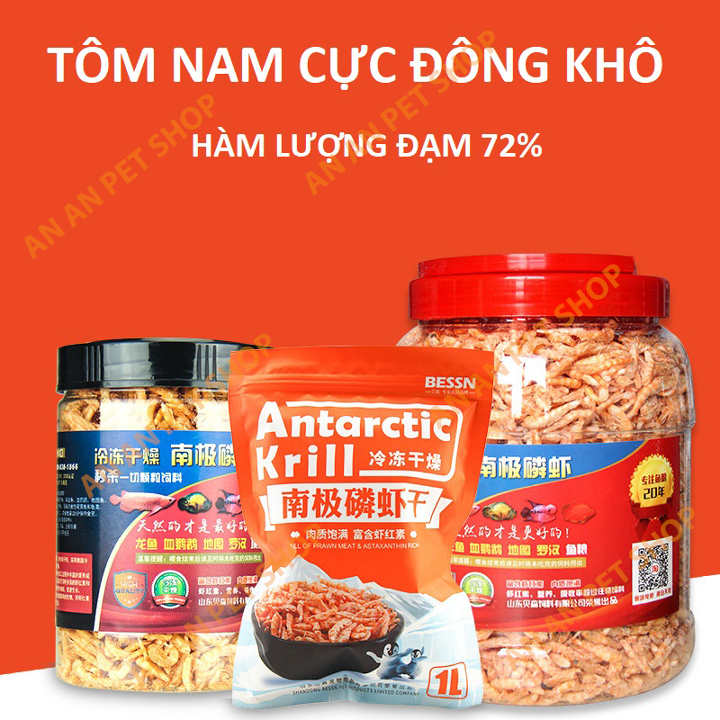 Tôm Nam Cực Sấy khô, Đông khô BESSN Antarctic Krill đạm cao, tăng màu và tăng trọng