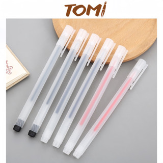 Bút Mực Gel Bút Bi Nước TOMI 0,5mm Thân Nhựa Nhám Trong Suốt 044