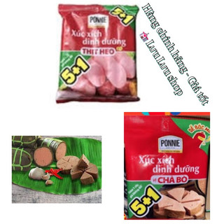 Xúc xích tiệt trùng Ponnie vị heo bịch (5+1) Bing Bong/ bịch 5 cây