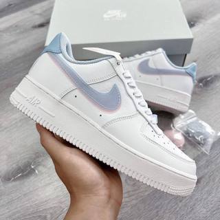 Giày air force 1 low lv8 double swoosh light armory blue, giày af1 lv8 xanh hồng cho nữ full bill box