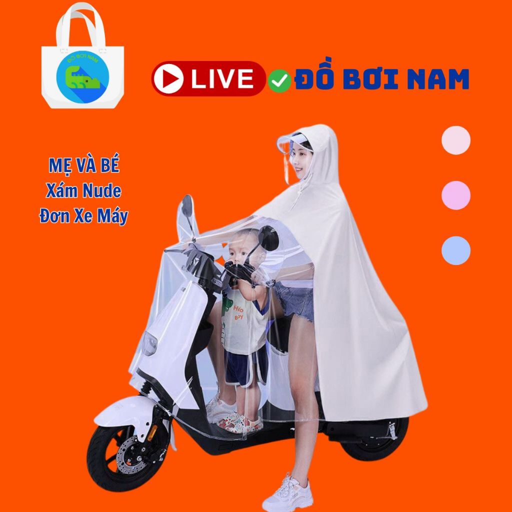 Áo mưa trùm đơn/đôi cao cấp dùng cho xe máy, kính chống mưa hắt dài đến gót chân