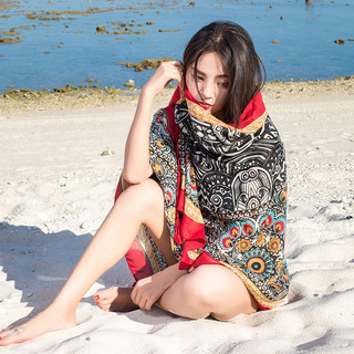 Khăn choàng cổ đi biển - họa tiết thổ cẩm phong cách retro vintage