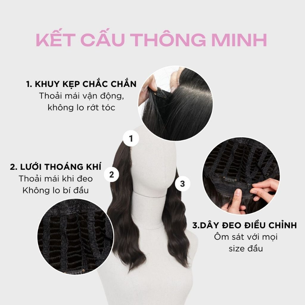 Tóc Kẹp U CAPELLI Xoăn Sóng Trục 45cm
