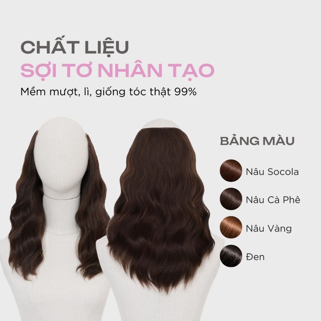 Tóc Kẹp U CAPELLI Xoăn Sóng Trục 45cm