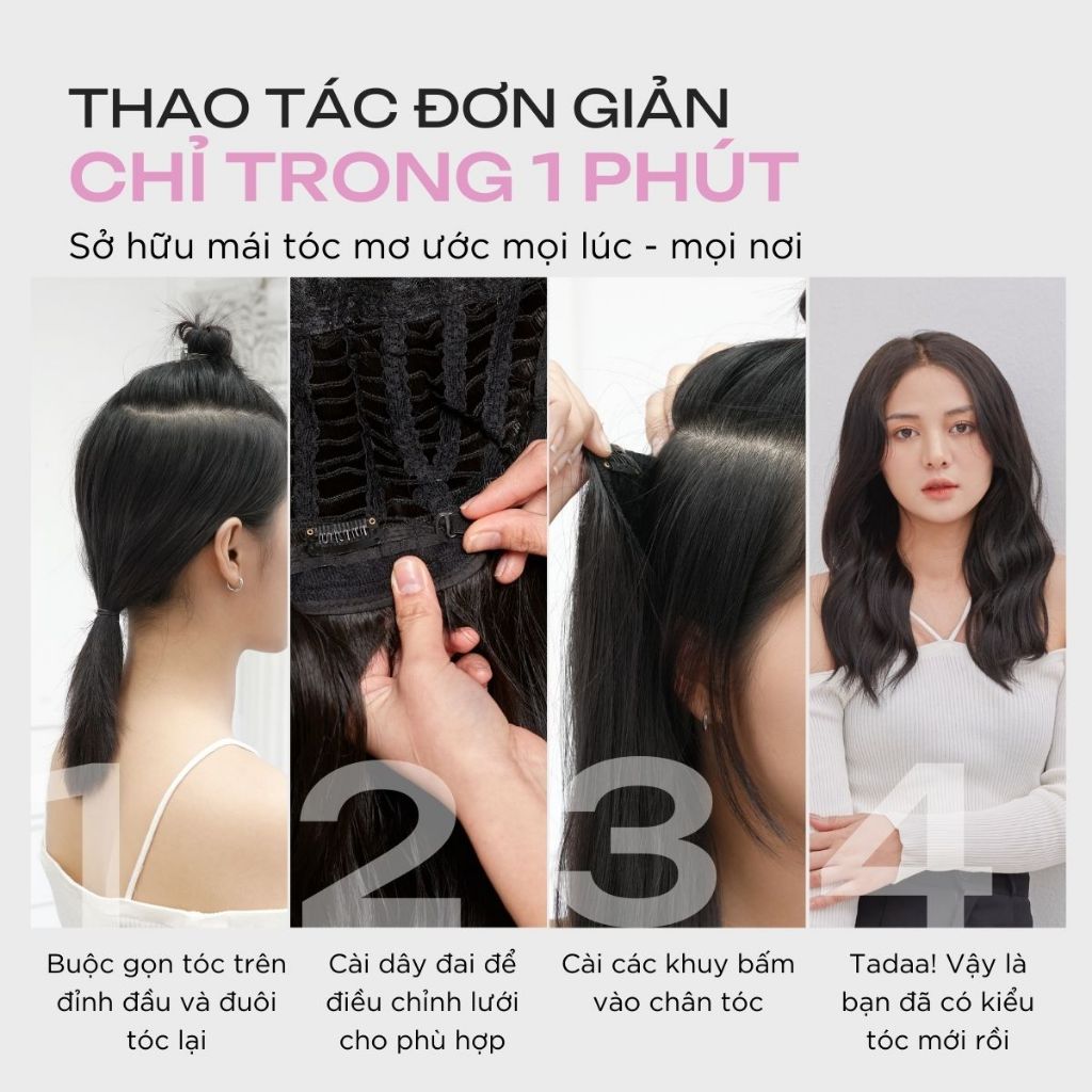Tóc Kẹp U CAPELLI Xoăn Sóng Trục 45cm