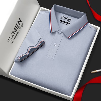 Áo polo nam cao cấp có cổ SIXMEN 3RIM - Xanh đen vải cá sấu FeelMax thoáng mát [Tặng Kèm Hộp Quà]