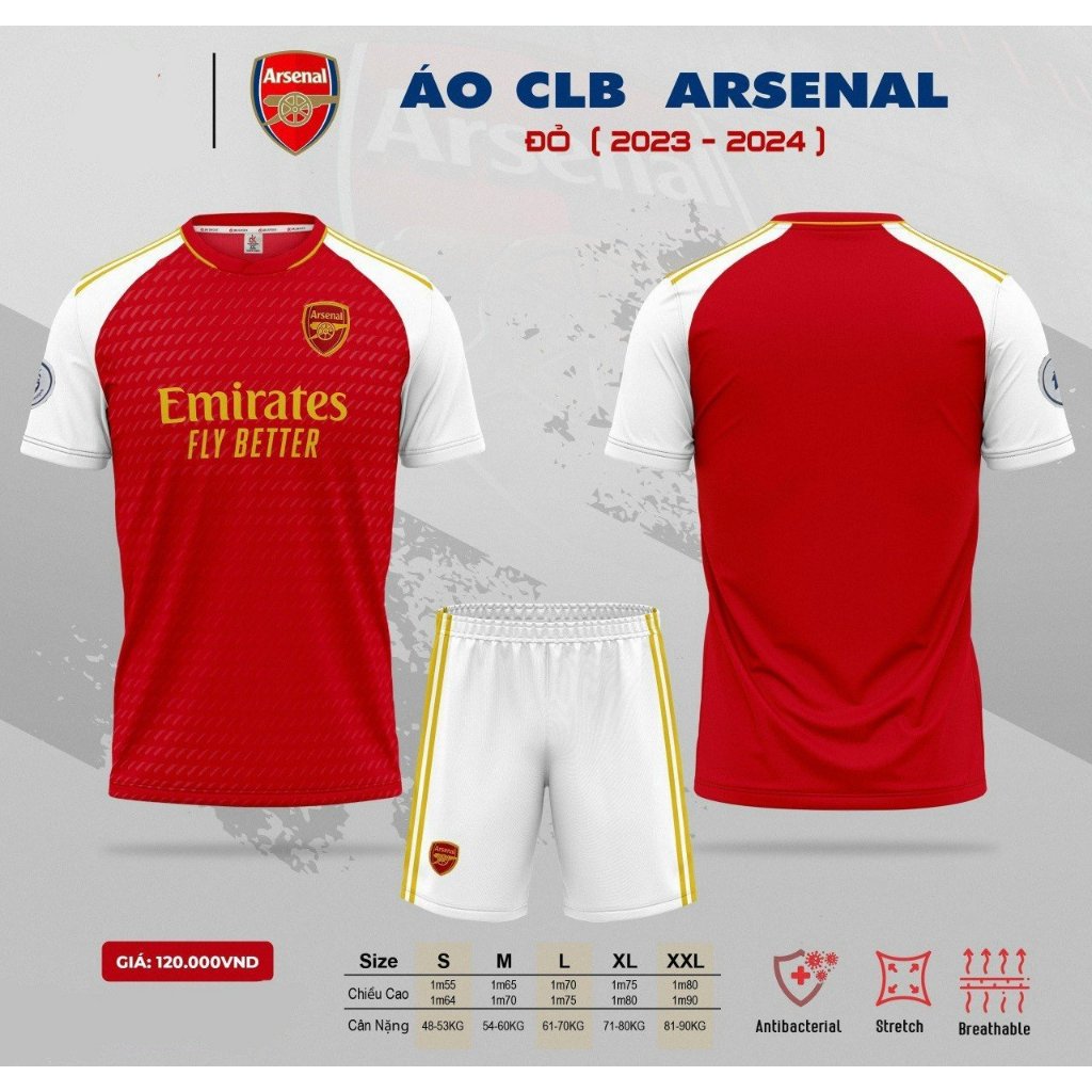 Bộ đồ đá banh CLB Arsenal đỏ
