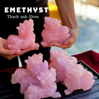 Cặp tỳ hưu đá ngọc thach anh hồng tạc siêu đẹp nét
