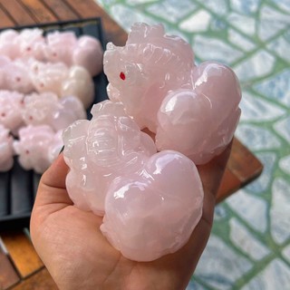 Tỳ hưu mông to đá ngọc onyx hồng tỳ hưu để két sắt phong thuỷ - dài 10cm