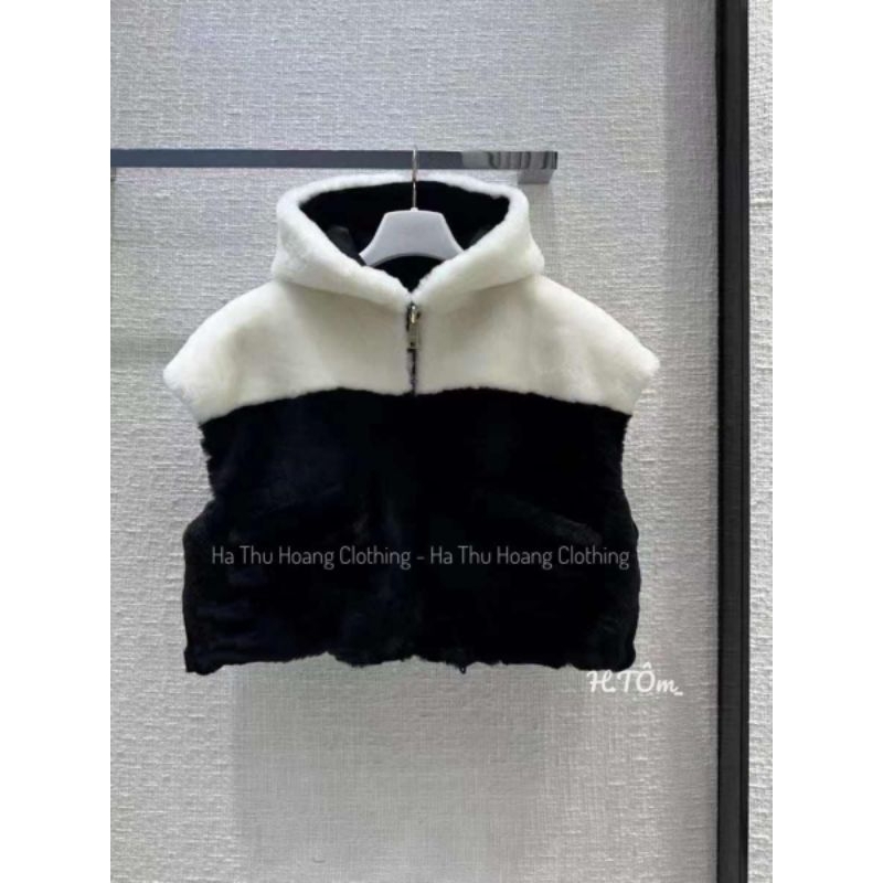 Áo gile lông pha màu chữ lưng hàng QCL1