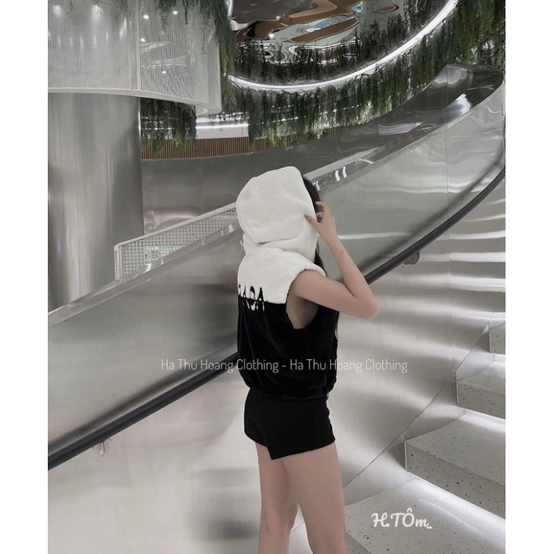 Áo gile lông pha màu chữ lưng hàng QCL1