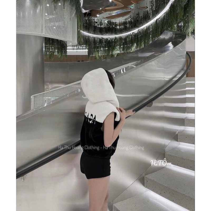 Áo gile lông pha màu chữ lưng hàng QCL1