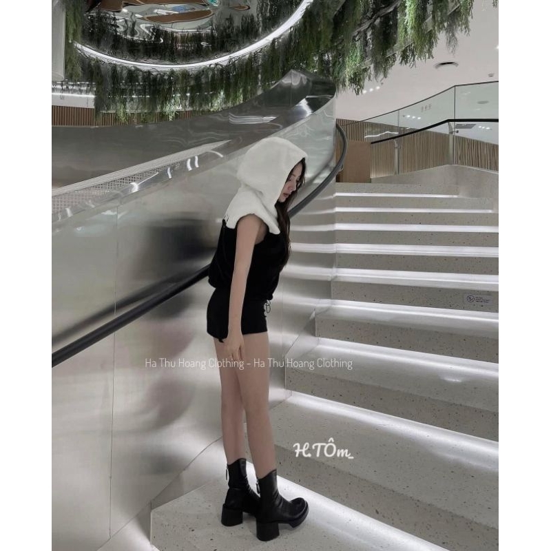 Áo gile lông pha màu chữ lưng hàng QCL1