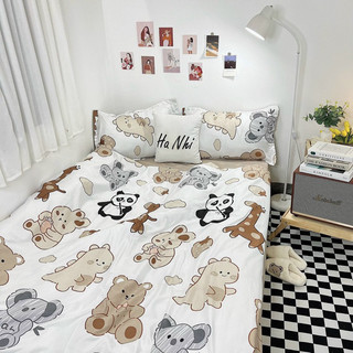 Bộ chăn ga cotton poly đáng yêu, chăn ga poly xước xanh mẫu mới - hàng nhập khẩu