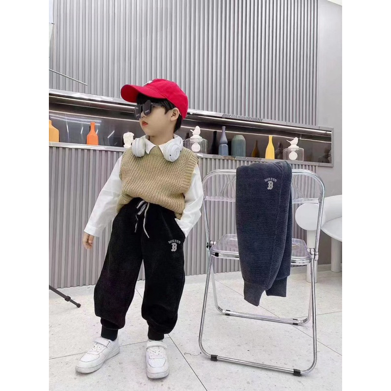 Đồ thu đông bé trai, bé gái, quần nhung lót nỉ dày dặn cho bé 8-18kg