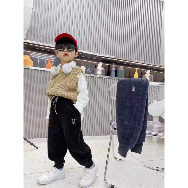 Đồ thu đông bé trai, bé gái, quần nhung lót nỉ dày dặn cho bé 8-18kg