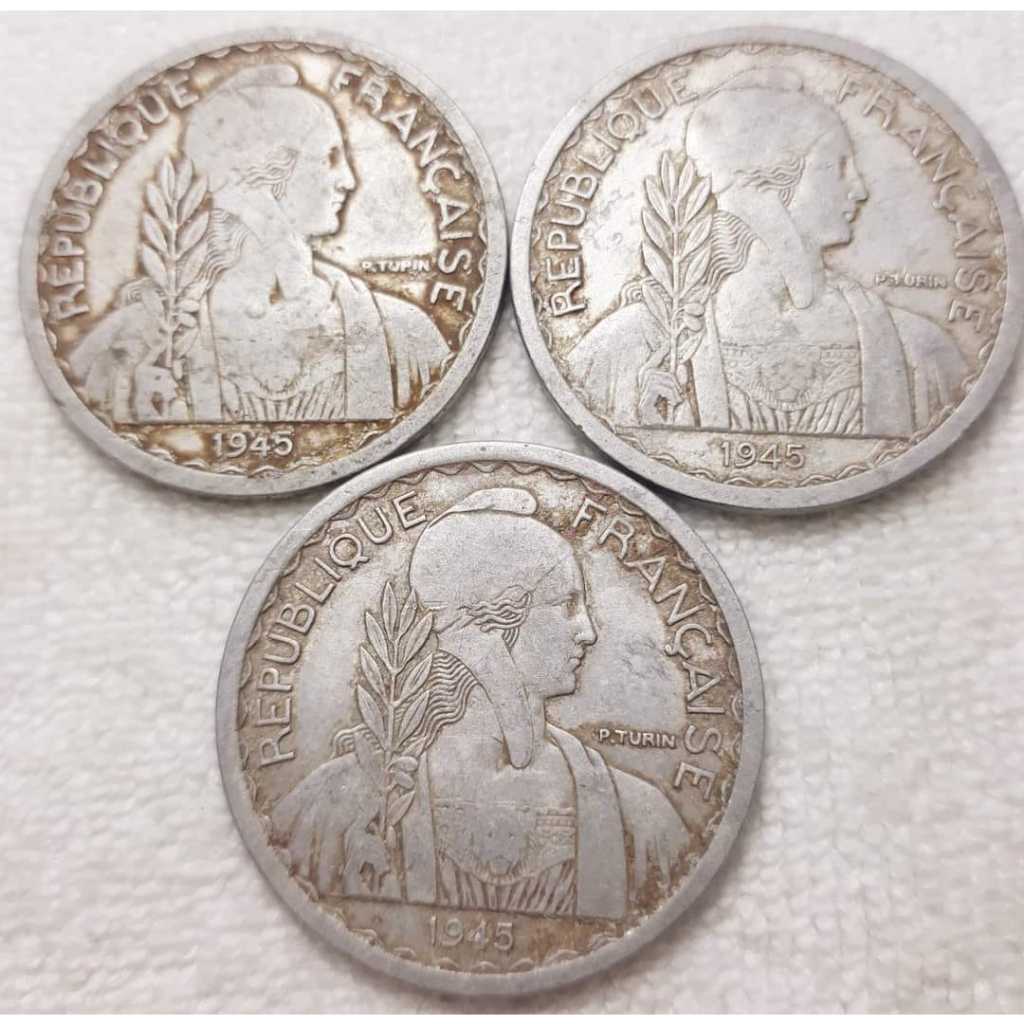Xu Đông Dương - Bộ 3 xu 20 cent 1945 Mint (A)-(B)-(C)
