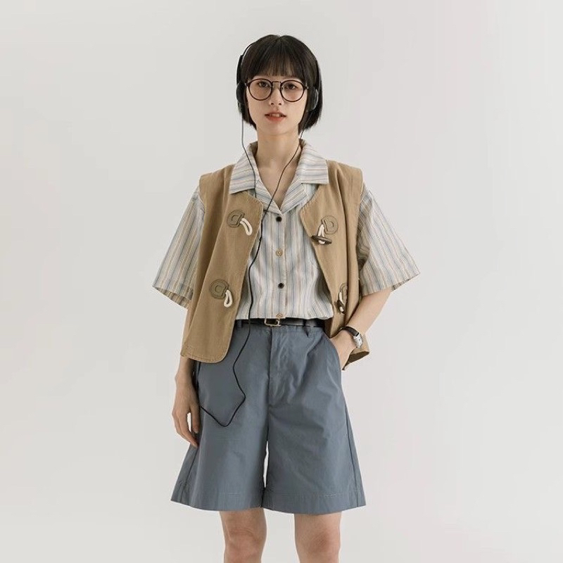 Áo Gile Vải Trơn Màu Basic Unisex Phong Cách Nhật Bản Dễ Phối Đồ