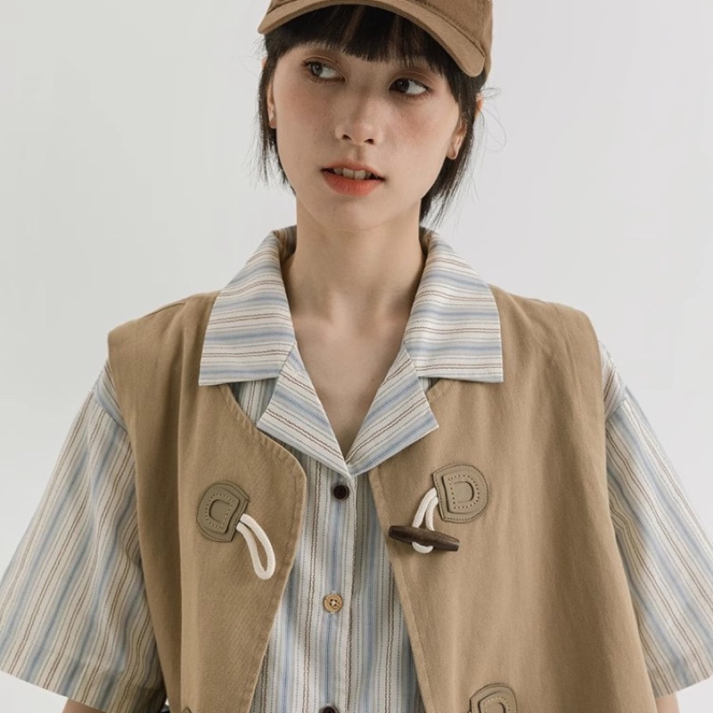 Áo Gile Vải Trơn Màu Basic Unisex Phong Cách Nhật Bản Dễ Phối Đồ