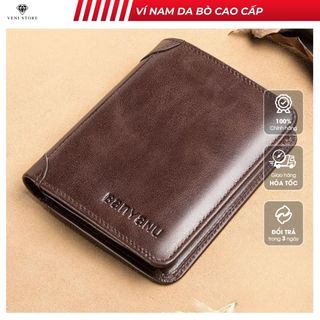 Ví nam nhỏ gọn da bò dáng đứng, bóp nam nhiều ngăn cao cấp - VNA23