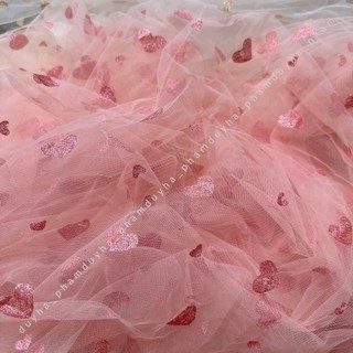 [XẢ HÀNG]✨VẢI LƯỚI TRÁI TIM NHŨ LẤP LÁNH - KHỔ 1m5✨