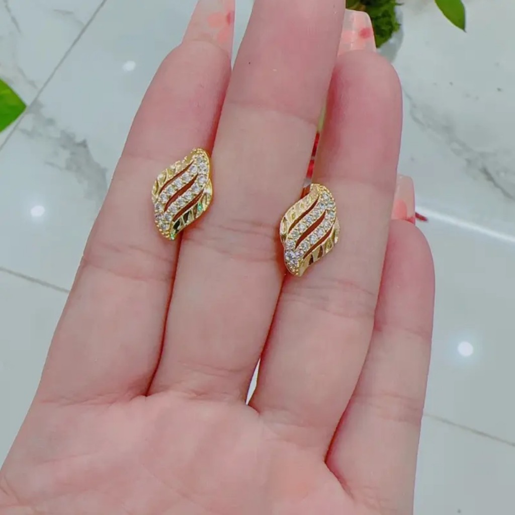 bông tai nữ mạ vàng,bông lượn sóng dễ đeo phù hợp moi lứa tuổi quỳnh68