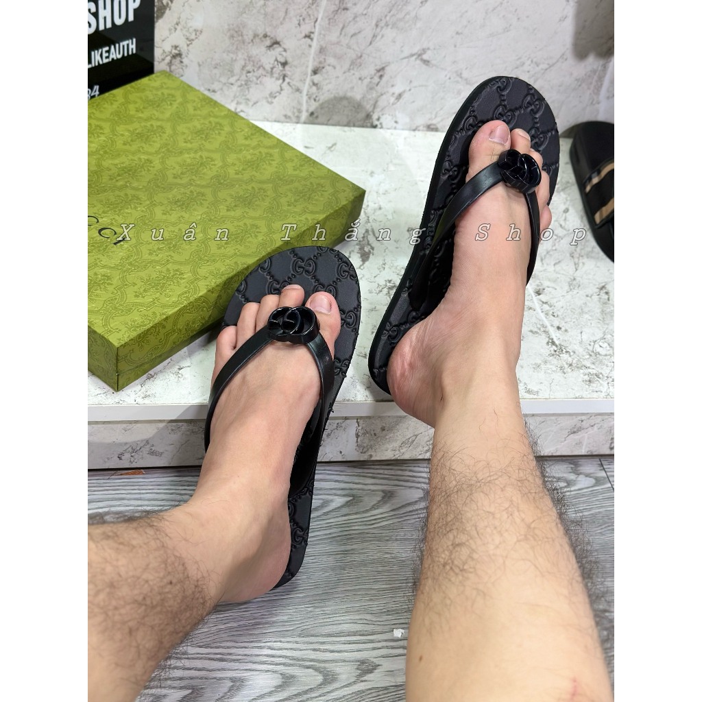 Dép kẹp G.C dép xỏ ngón tông nam gu.cci full box cao cấp - Dép nam vân chìm siêu cấp