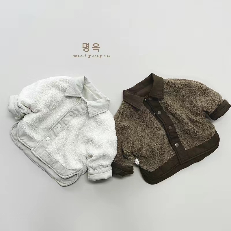 Áo khoác retro 2 mặt lót lông cho bé,áo khoác lót lông 2 mặt cho bé trai và bé gái phong cách hàn quốc