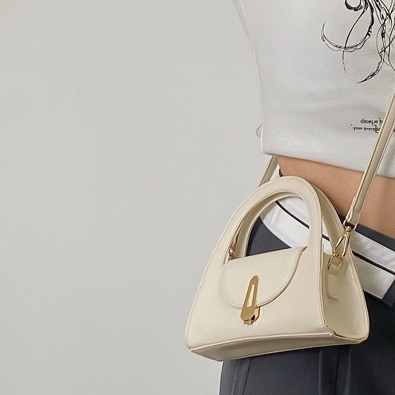 Túi cầm tay đeo chéo da trơn khoá kẹp tóc siêu xinh Tuixachgiare8686