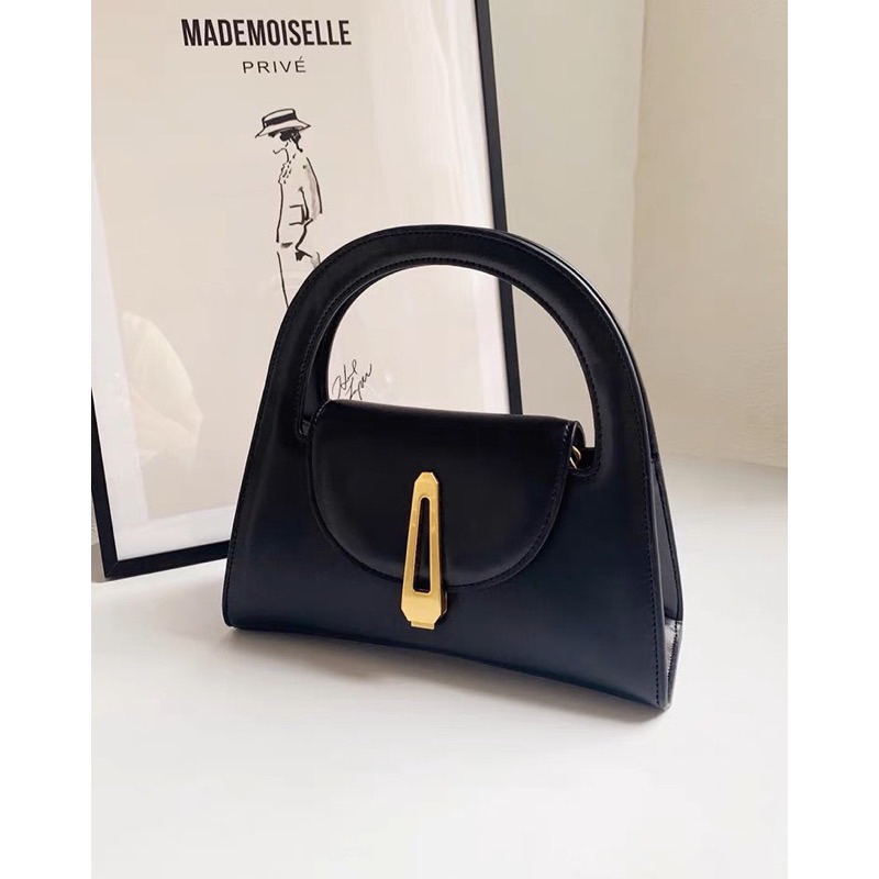 Túi cầm tay đeo chéo da trơn khoá kẹp tóc siêu xinh Tuixachgiare8686