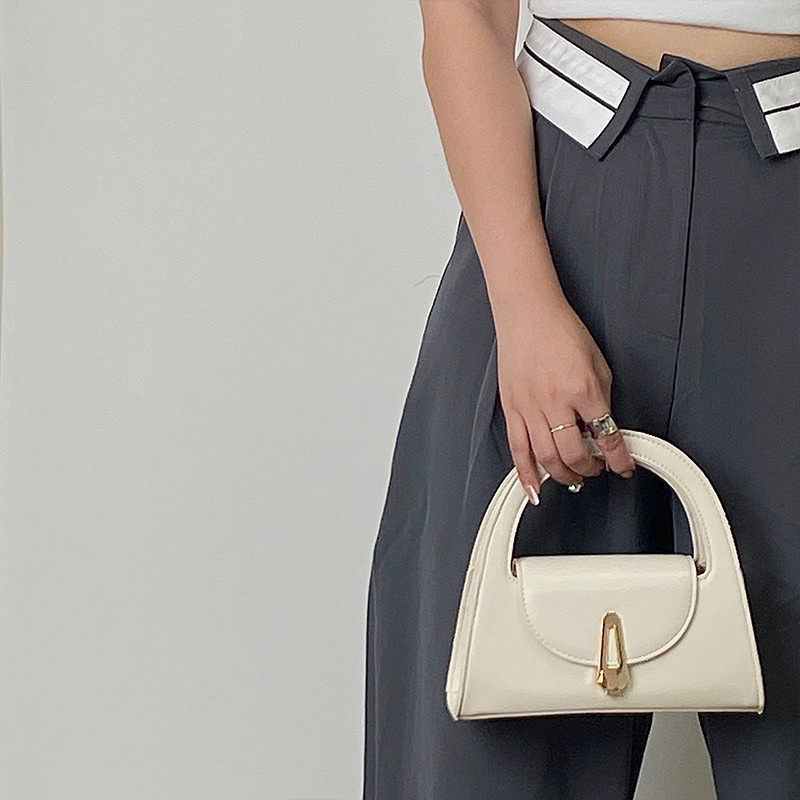 Túi cầm tay đeo chéo da trơn khoá kẹp tóc siêu xinh Tuixachgiare8686