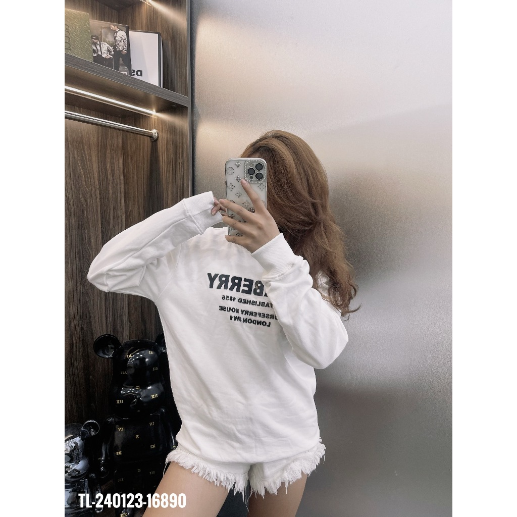 🔥Hot🔥Áo nỉ Burberry chữ cao su thiết kế hot trend Nam Nữ Thu Đông 2023