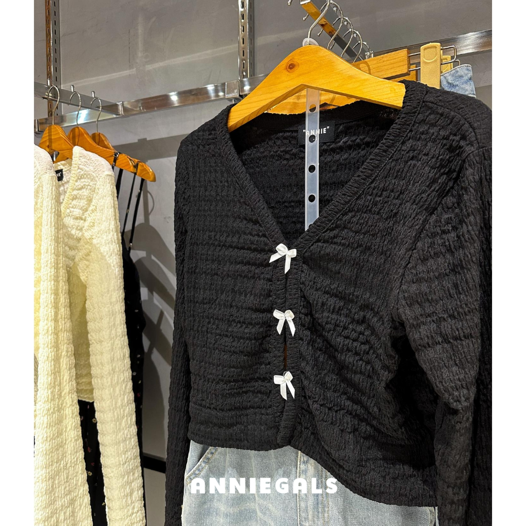 ANNIEGALS - Áo cardigan len kết nơ 3 màu - Ruched Cardigan