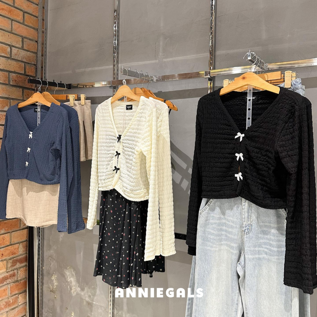 ANNIEGALS - Áo cardigan len kết nơ 3 màu - Ruched Cardigan