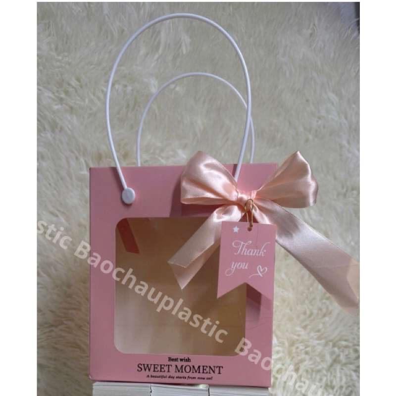 TÚI GIẤY MẶT KÍNH ĐỰNG BÓ HOA VÀ QUÀ TẶNG, TẶNG KÈM THỆP