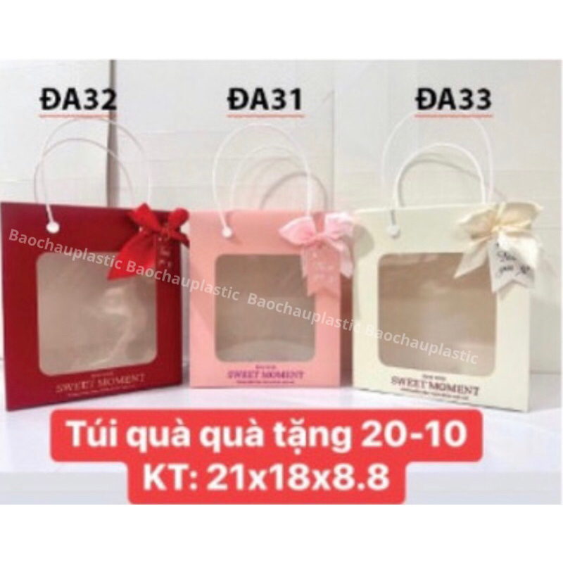 TÚI GIẤY MẶT KÍNH ĐỰNG BÓ HOA VÀ QUÀ TẶNG, TẶNG KÈM THỆP