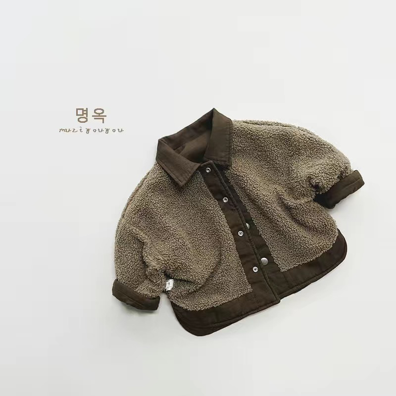 Áo khoác retro 2 mặt lót lông cho bé,áo khoác lót lông 2 mặt cho bé trai và bé gái phong cách hàn quốc