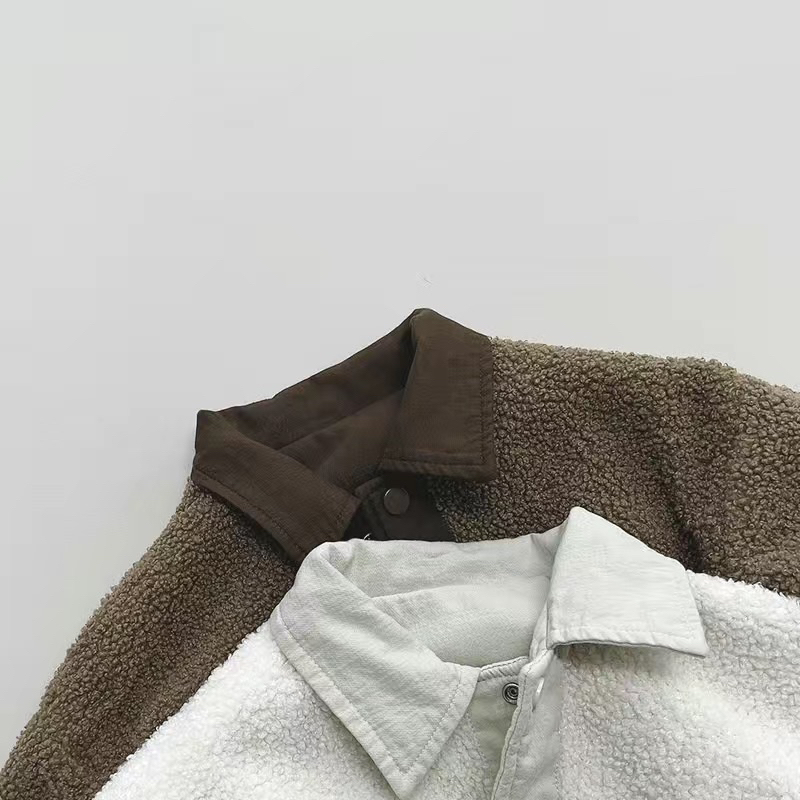 Áo khoác retro 2 mặt lót lông cho bé,áo khoác lót lông 2 mặt cho bé trai và bé gái phong cách hàn quốc