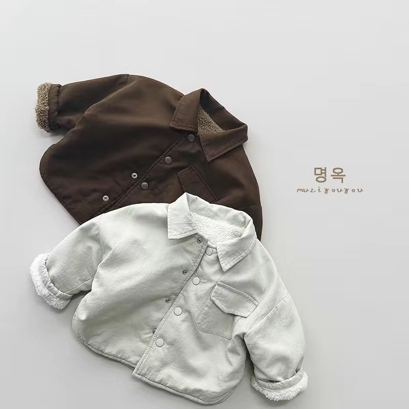 Áo khoác retro 2 mặt lót lông cho bé,áo khoác lót lông 2 mặt cho bé trai và bé gái phong cách hàn quốc
