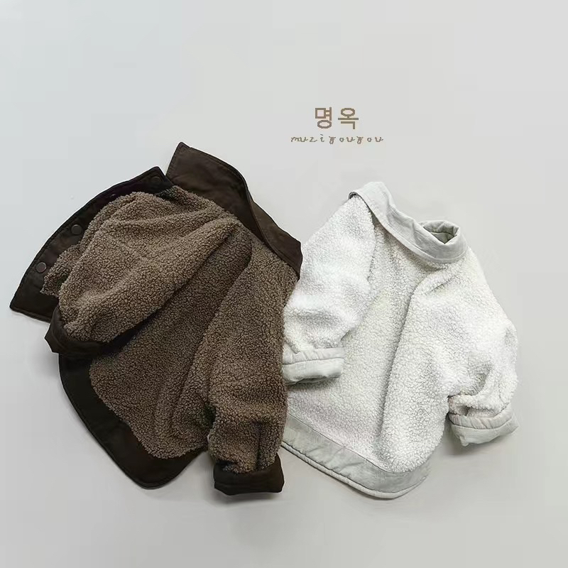 Áo khoác retro 2 mặt lót lông cho bé,áo khoác lót lông 2 mặt cho bé trai và bé gái phong cách hàn quốc