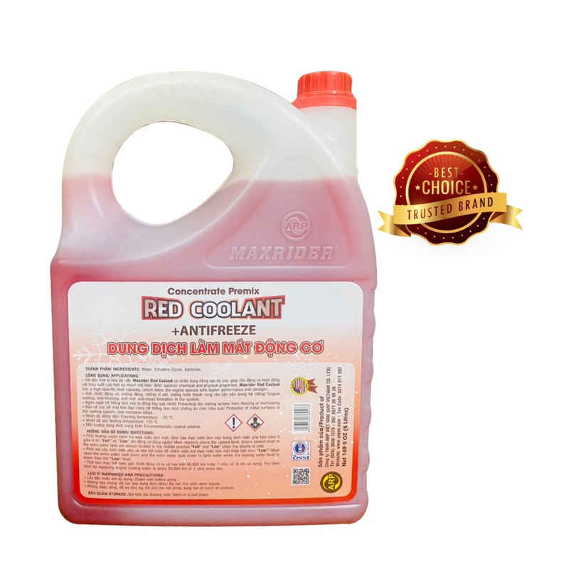 💯 NƯỚC LÀM MÁT ĐỘNG CƠ CAO CẤP - MAXRIDER SUPER COOLANT 5L - màu Đỏ