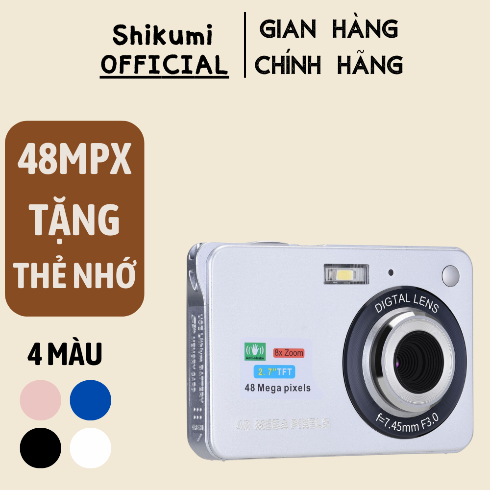 [Tặng thẻ nhớ] Máy ảnh kĩ thuật số digital mini camera v2 SHIKUMI - quay, chụp 48MP, siêu mỏng nhỏ gọn