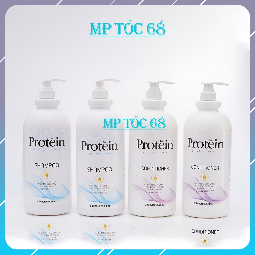 Cặp Dầu Gội Xả PROTEIN Dưỡng Ẩm Phục Hồi Siêu Mềm Mượt Chai 2000ml Chuyên Dùng Salon Tiết Kiệm Chi Phí