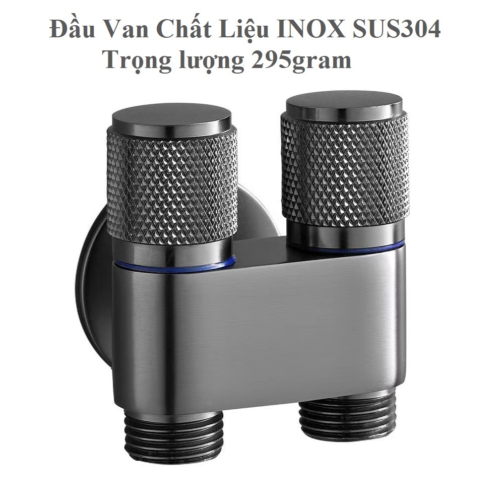 Bộ Vòi Xịt Nhà Vệ Sinh Tăng Áp Chia 2 Đường Nước Chất Liệu INOX và Đồng - OENON