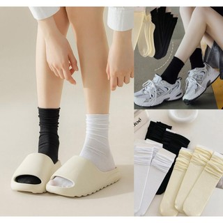 Tất Cao Cổ Nhún Trơn Gân Tăm Mềm Mại Chất Đẹp Nhiều Màu Phong Cách Hàn Quốc Y5