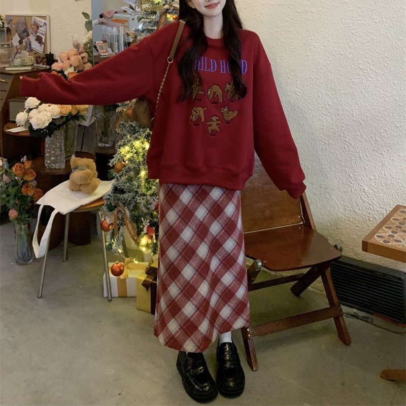 Chân váy dạ kẻ caro dáng ngắn 2 lớp có lót quần chữ A ulzzang