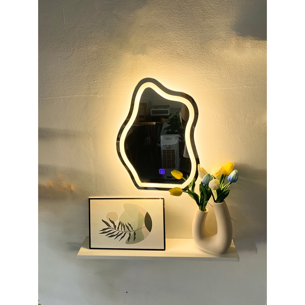 Gương tròn led 3 màu, gương đám mây decor D40, D50  giá sỉ,  siêu hot chính hãng Ưngdecor